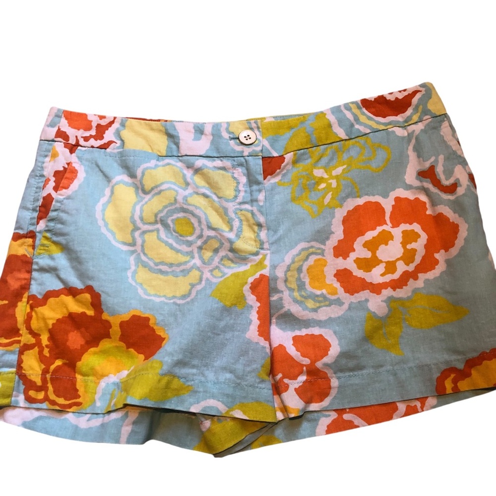 Loft Floral Flat Front Linen Shorts Size 10